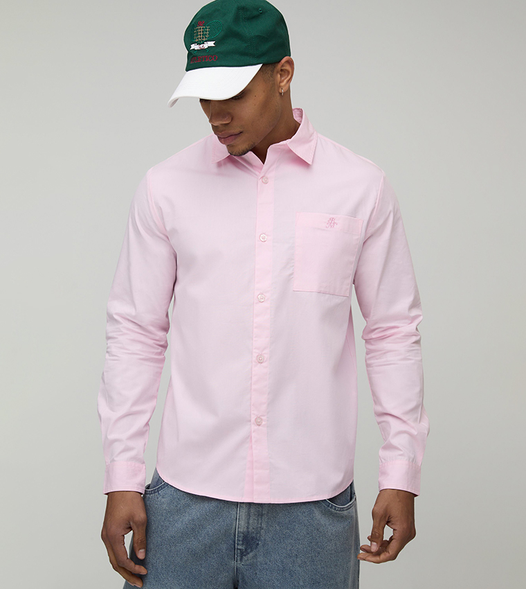 قميص قطن بكم طويل