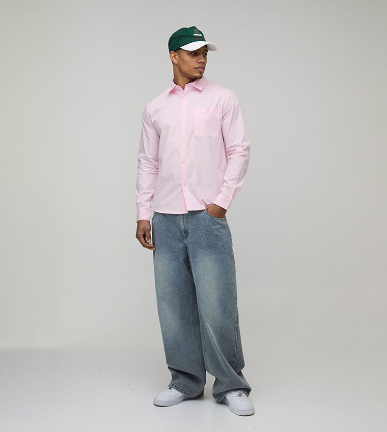 قميص قطن بكم طويل