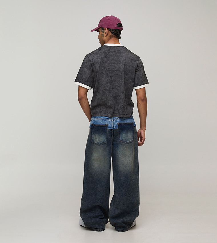Tinted Patchwork Baggy Fit Jeans