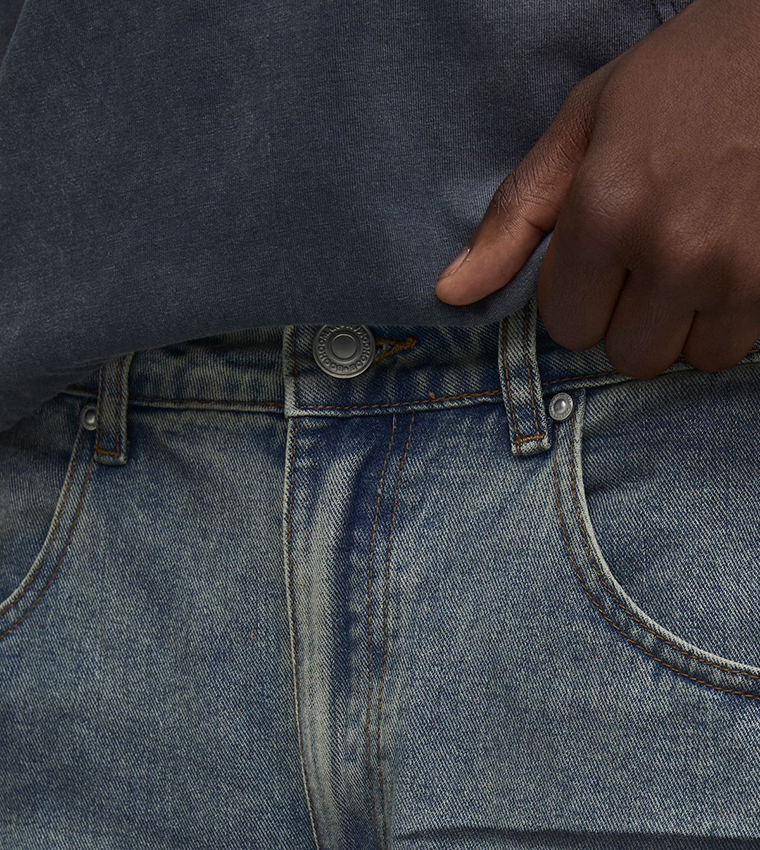 Extreme Crease Wash Wide Leg Jeans