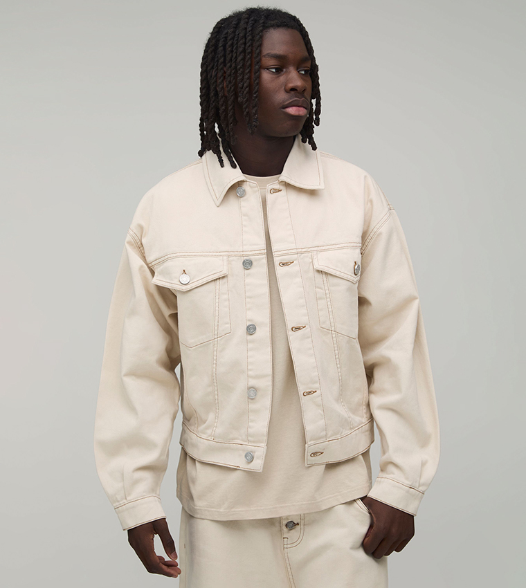 boohooMAN  Denim Jackets - Beige Denim Jackets