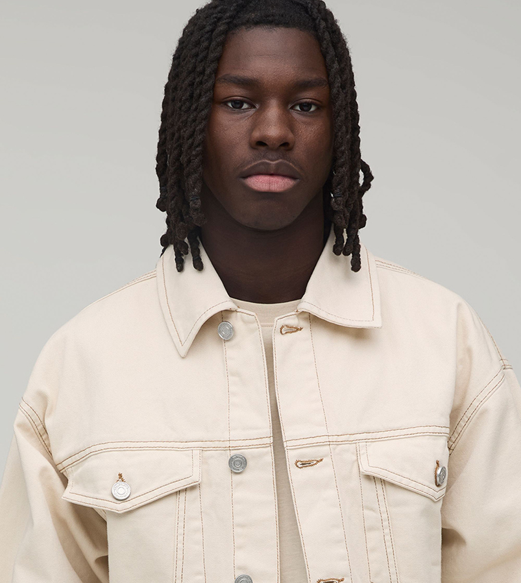 boohooMAN  Denim Jackets - Beige Denim Jackets