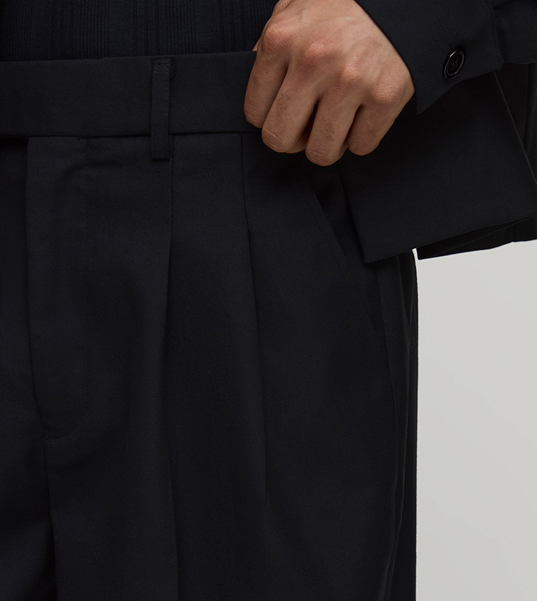 Pleat Front Wide Leg Trousers