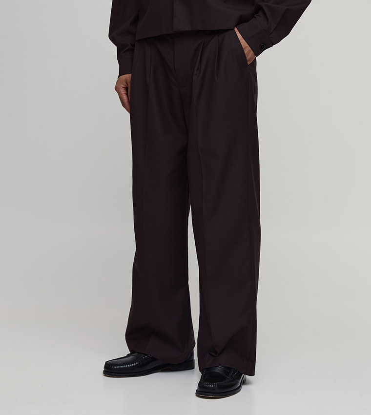 Pleat Front Wide Leg Trousers