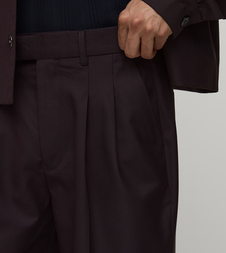 Pleat Front Wide Leg Trousers