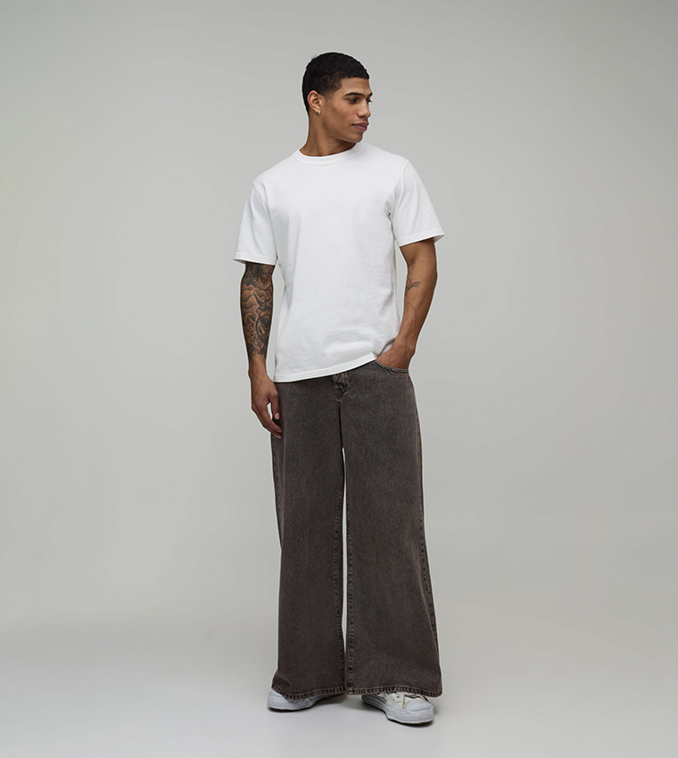 Washed Rigid Boxer Waistband Extreme Baggy Fit Jeans