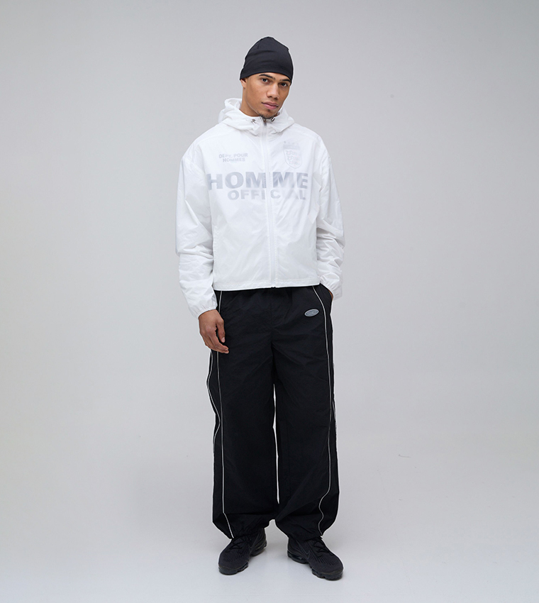 Relaxed Fit Elasticated Front Binding Toggle Hem Nylon Trousers