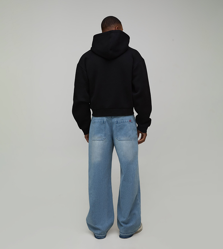 Shrunken Fit Washed License Graphic Hooded Jacket