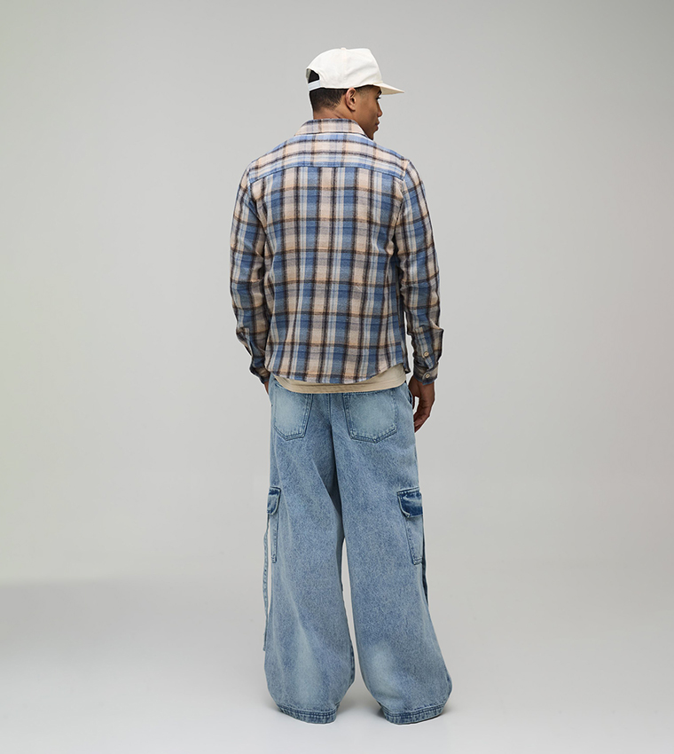 Washed Cargo Baggy Fit Jeans