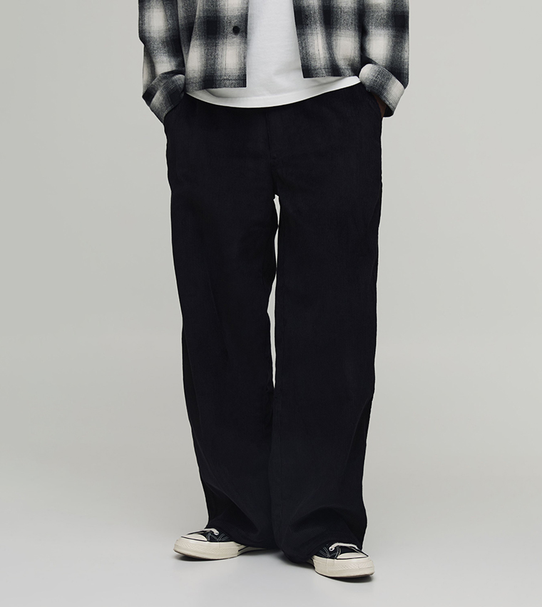 Cord Woven Tab Baggy Fit Trousers