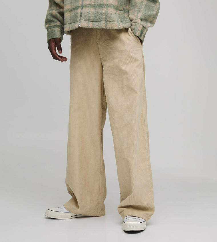 Cord Woven Tab Baggy Fit Trousers