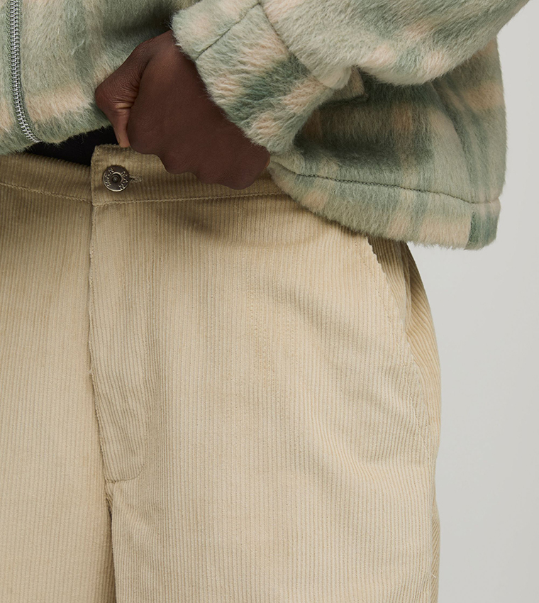 Cord Woven Tab Baggy Fit Trousers