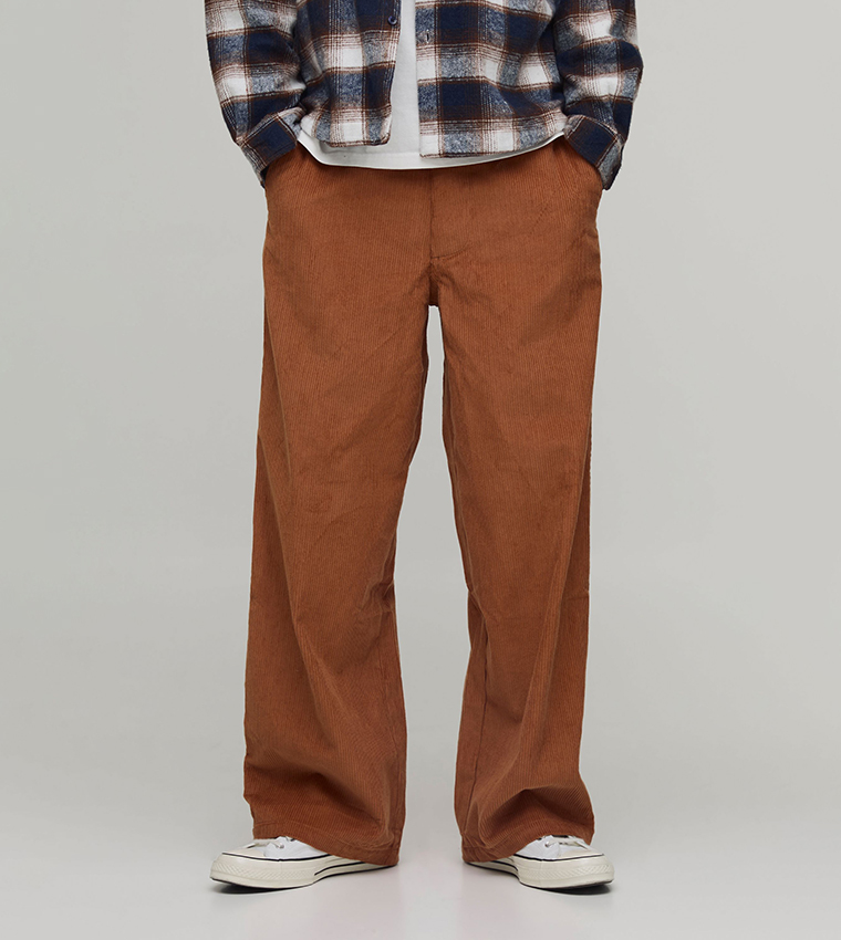 Cord Woven Tab Baggy Fit Trousers