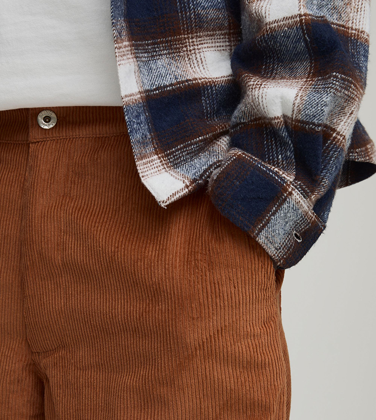 Cord Woven Tab Baggy Fit Trousers