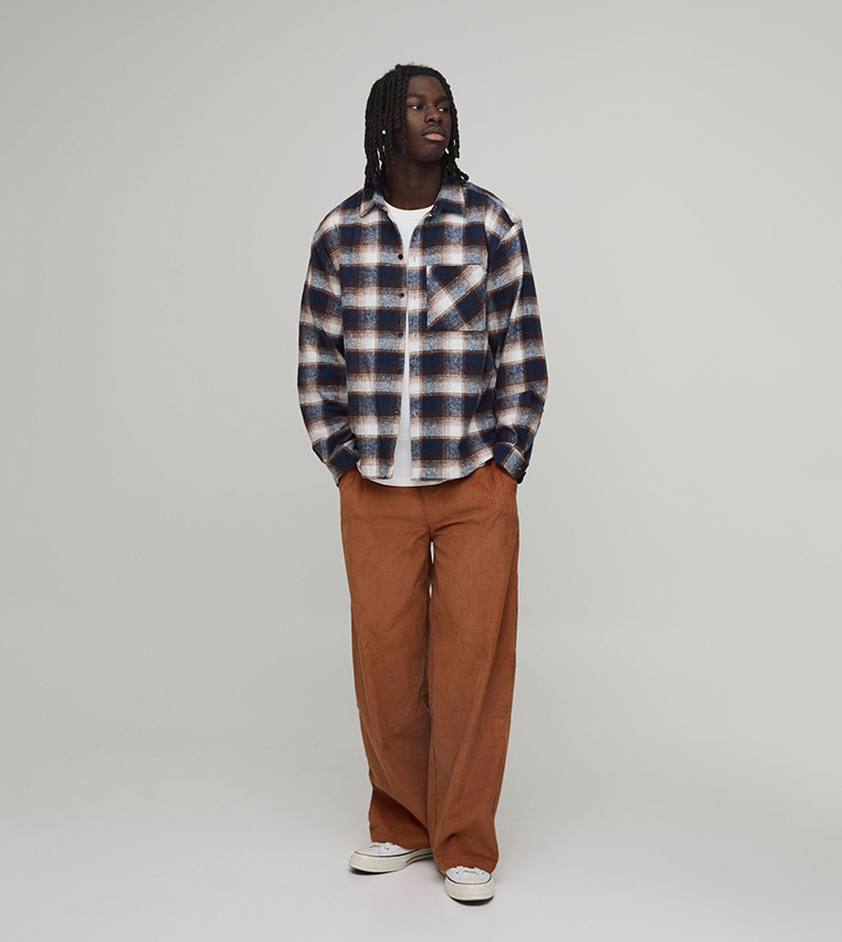 Cord Woven Tab Baggy Fit Trousers