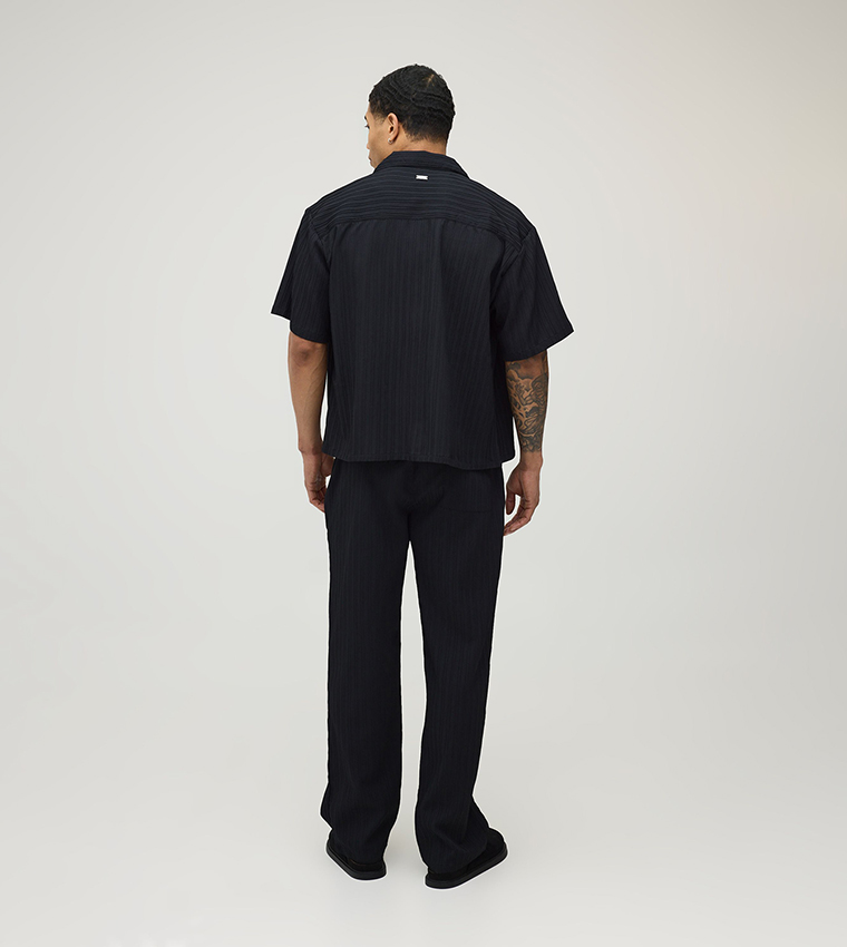 Short Sleeves Irregular Pleated Oversized Shirt