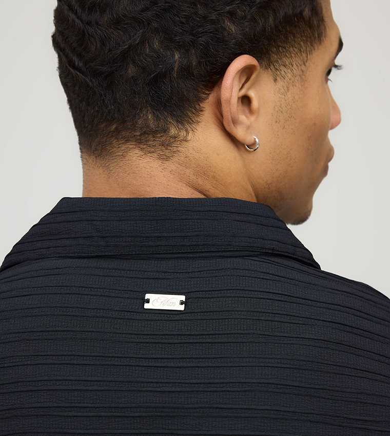 Short Sleeves Irregular Pleated Oversized Shirt