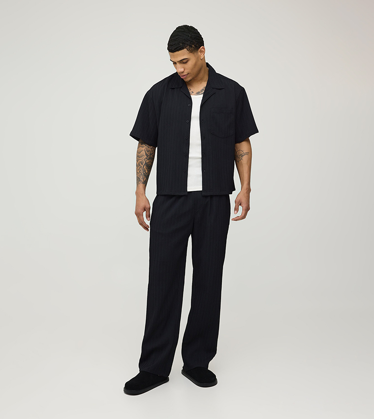 Short Sleeves Irregular Pleated Oversized Shirt