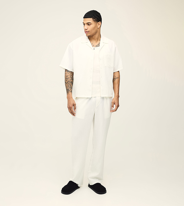 Short Sleeves Irregular Pleated Oversized Shirt