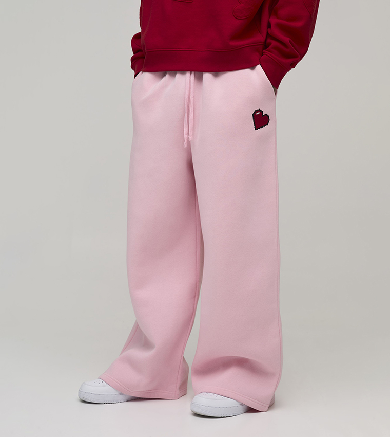 Heart Printed Wide Leg Sweatpants