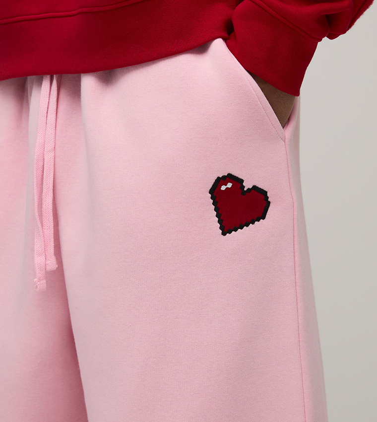 Heart Printed Wide Leg Sweatpants