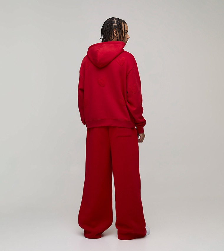 Heart Printed Wide Leg Sweatpants