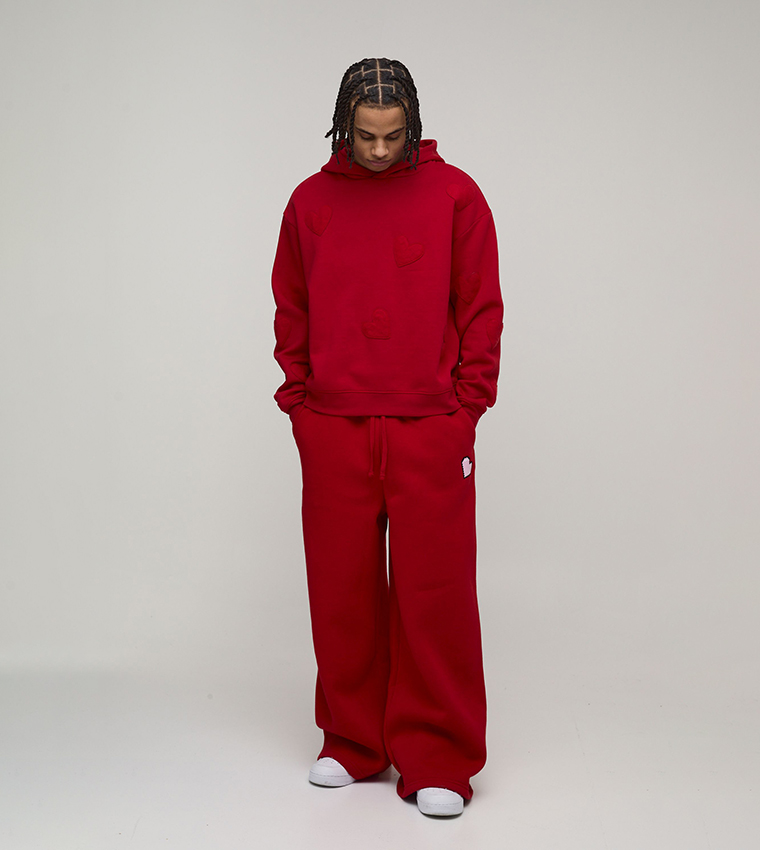 Heart Printed Wide Leg Sweatpants