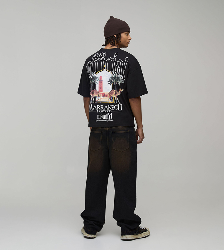 Tinted Washed Let Down Hem Relaxed Fit Jeans