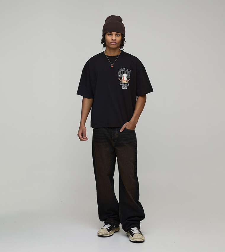 Tinted Washed Let Down Hem Relaxed Fit Jeans