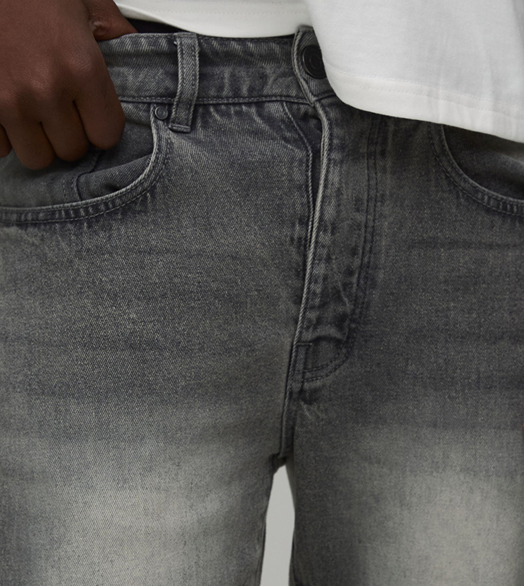 Tinted Worn Look Stretch Flared Jeans