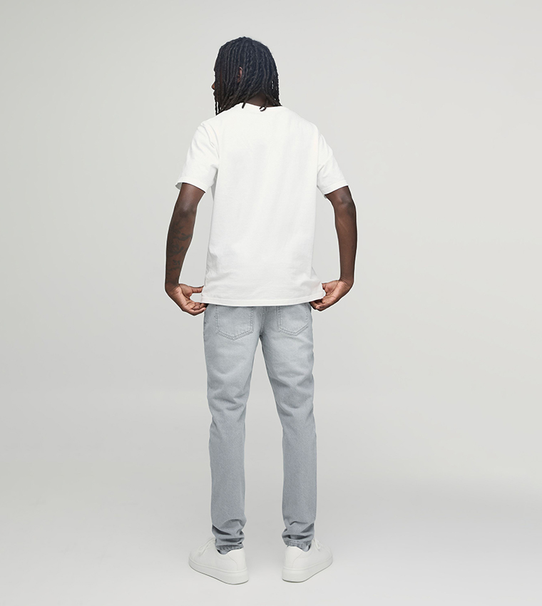 Washed Mid Waist Slim Fit Jeans