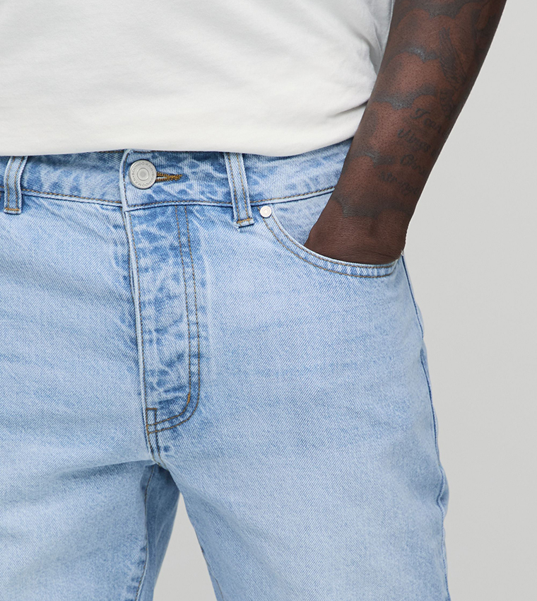 Washed Mid Waist Slim Fit Jeans