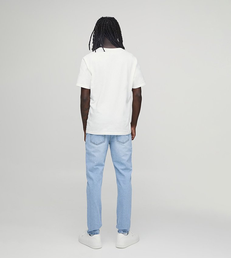 Washed Mid Waist Slim Fit Jeans