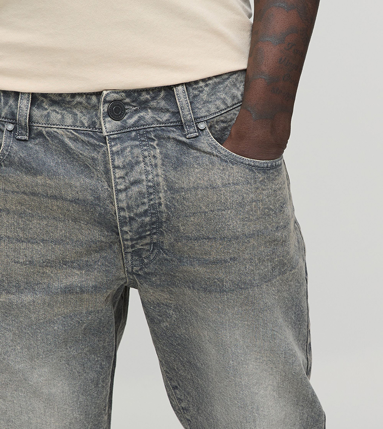 Washed Mid Waist Slim Fit Jeans