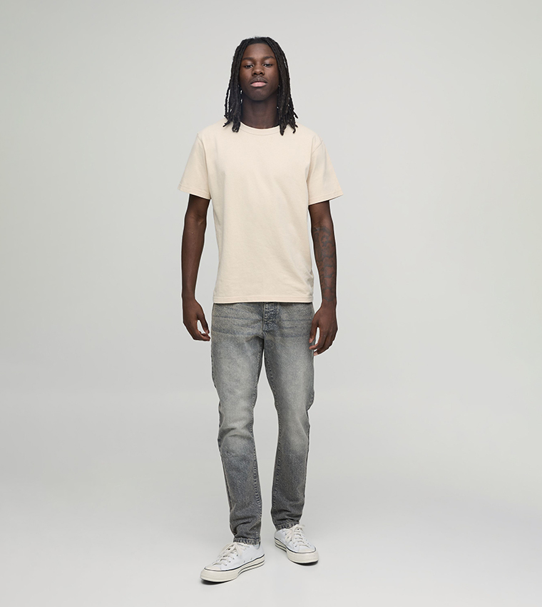 Washed Mid Waist Slim Fit Jeans