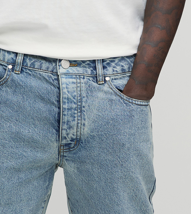 Washed Mid Waist Slim Fit Jeans