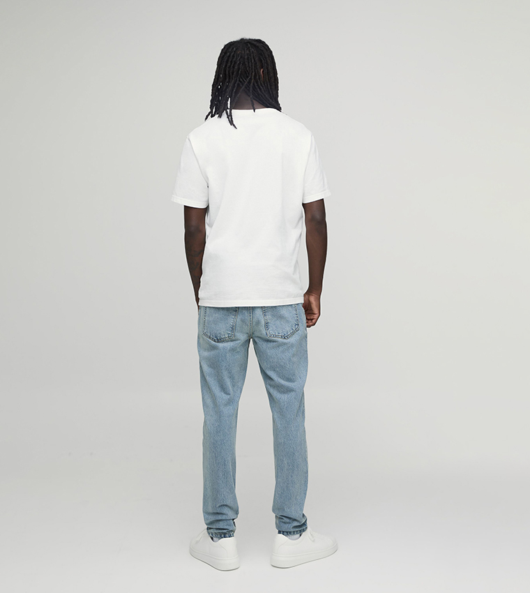 Washed Mid Waist Slim Fit Jeans