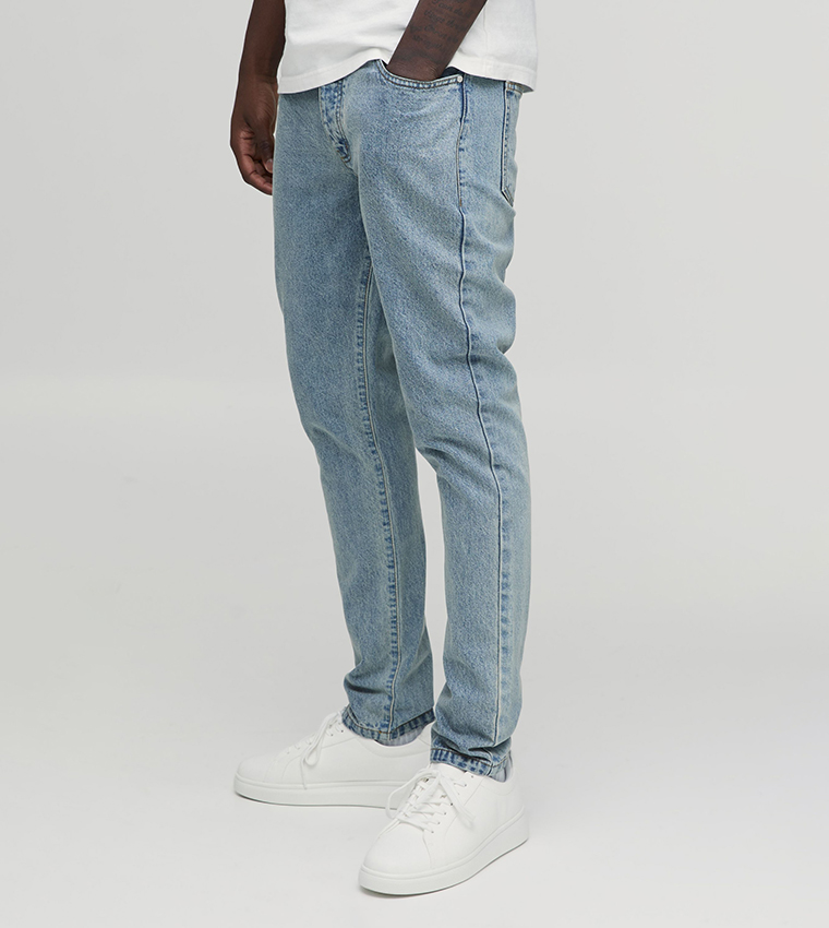 Washed Mid Waist Slim Fit Jeans