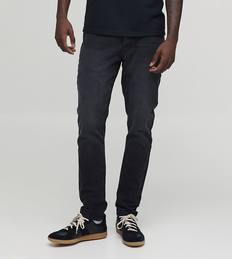 Washed Mid Waist Slim Fit Jeans