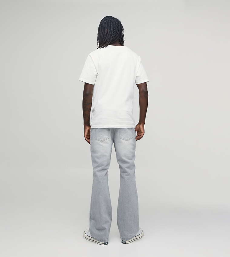 Washed Mid Rise Flared Jeans