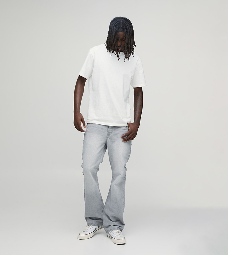 Washed Mid Rise Flared Jeans