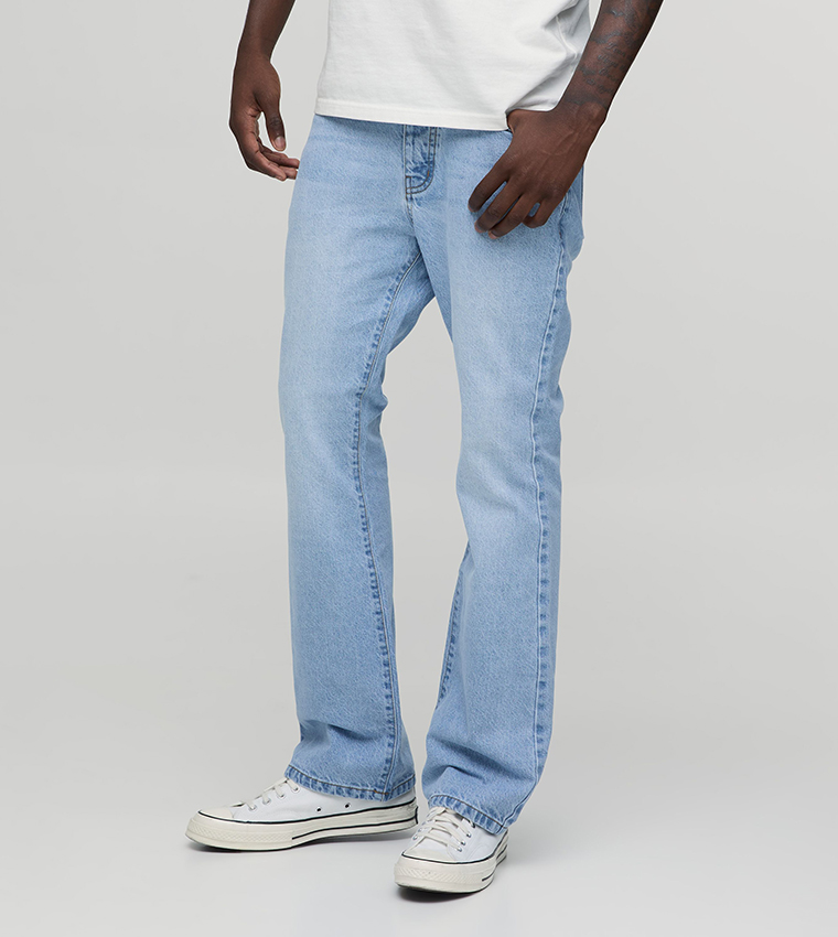 Washed Mid Rise Flared Jeans