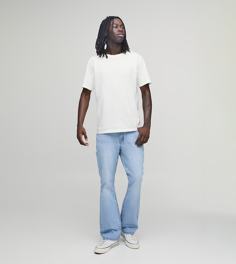 Washed Mid Rise Flared Jeans