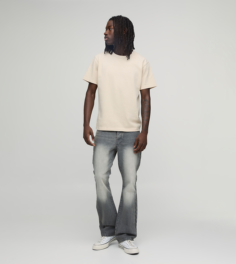 Washed Mid Rise Flared Jeans