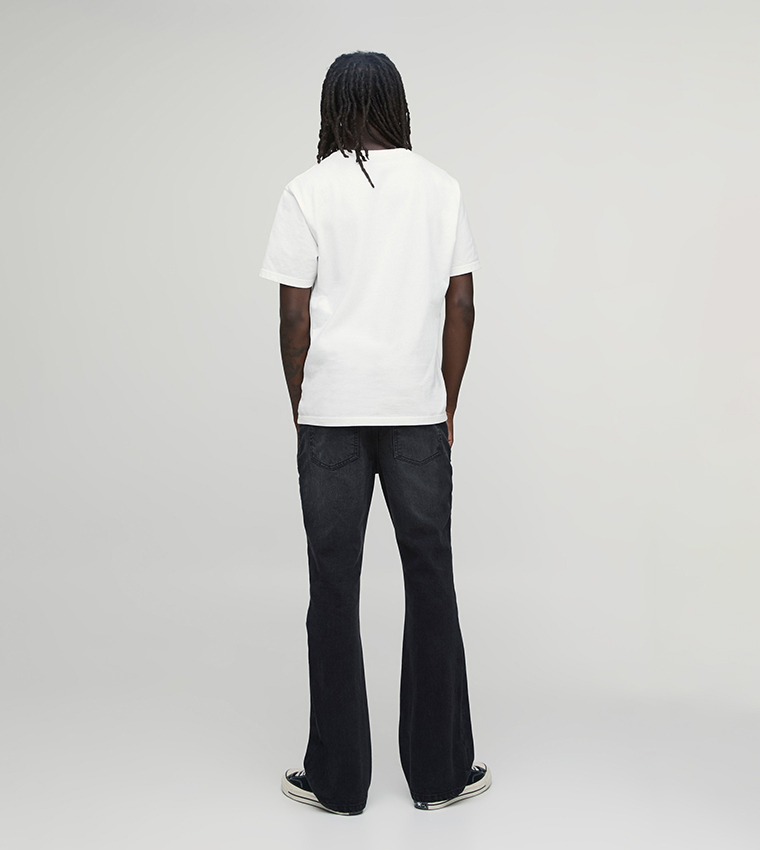 Washed Mid Rise Flared Jeans