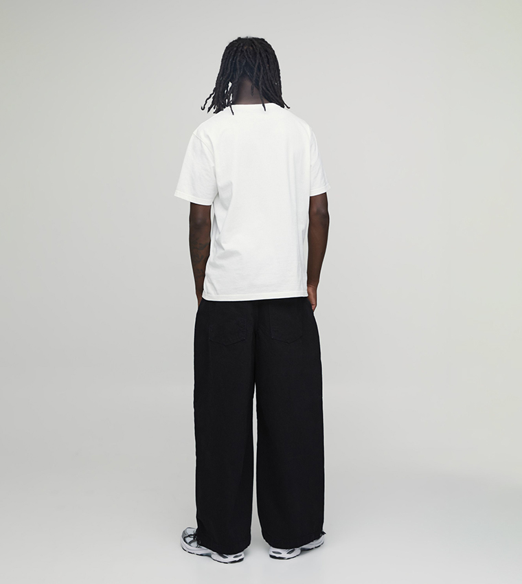 Washed Mid Rise Parachute Fit Jeans