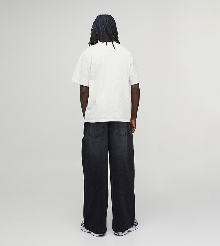 Washed Mid Rise Parachute Fit Jeans