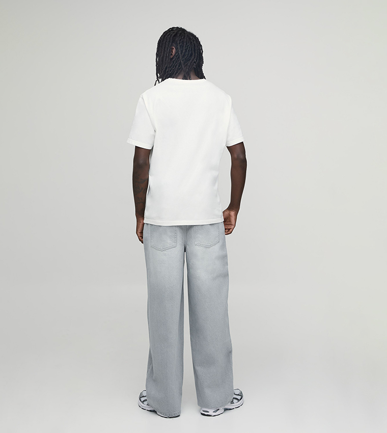 Washed Mid Rise Baggy Fit Jeans