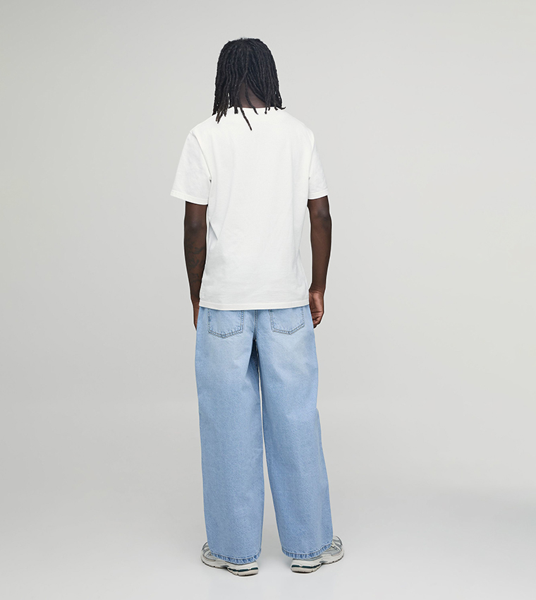 Washed Mid Rise Baggy Fit Jeans