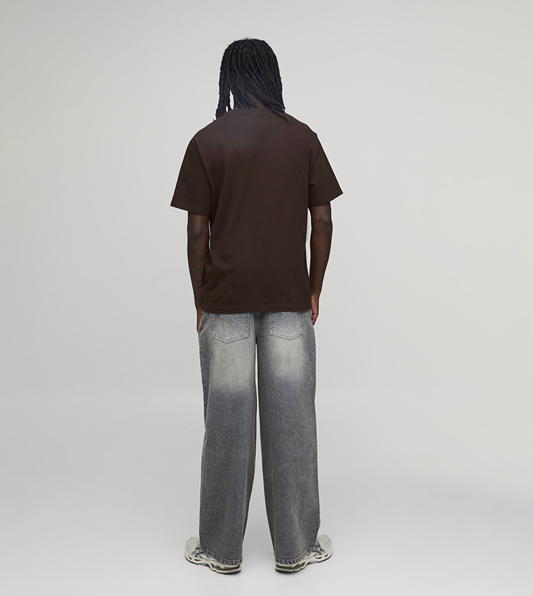 Washed Mid Rise Baggy Fit Jeans